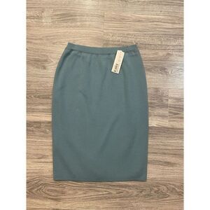 Rodier Wool Blend Knit Pencil Skirt Blue Green Size 42 Lined Made in Tunisia